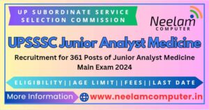 Read more about the article UPSSSC Junior Analyst Medicine Main Exam Recruitment 2024 of Posts 361, Last Date 18/05/2024
